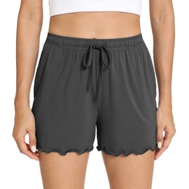 WiWi Pajama Shorts for Women - Viscose Made from Bamboo Soft Sleep Shorts Casual Pj Bottoms S-XXL, Iron Grey, XX-Large