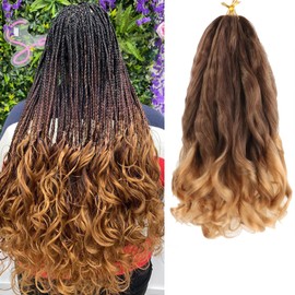 XGY Hair French Curly Braiding Hair 18 Inch 5 Packs French Curl Braids Pre Stretched Bouncy Braiding Loose Wavy Braid Synthetic Hair Extensions For Women (T4/27, 18inch)