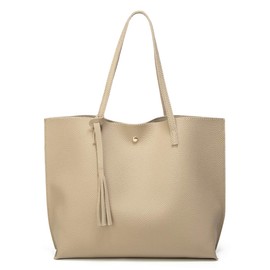 Women's Soft Leather Tote Shoulder Bag Big Capacity Tassel Handbag