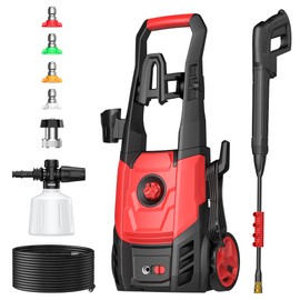 Electric Pressure Washer, 2.5 GPM Power Washer with Foam Cannon, Electric High Pressure Washer with 4 Quick Connect Nozzles for Cars, Driveways, Fences, Patios, Home Cleaning