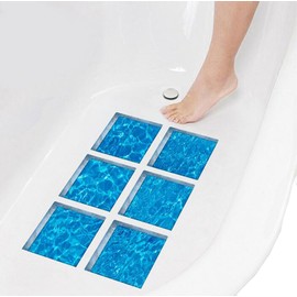VASANA 6PCS/1Set 15x15cm Waterproof 3D Cool Summer Series Non Slip Bath Tub Tattoos Tub Stickers Tub Decals Anti-Skid Wall Sticker Pads for Bath Tub Pools Supplies (Blue)