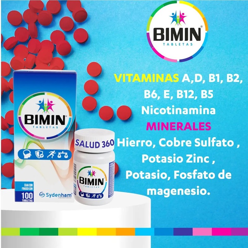 Bimin Polivitaminas Y Minerales 100 Tab. Sydenham Suplemento Sabor Sin