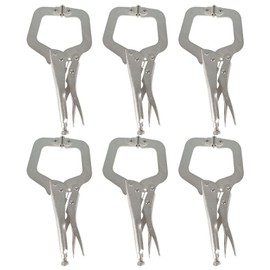 findmall 6Pcs 11 Inch Locking C Clamps with Swivel Pads Heavy Duty C-Type Locking Plier Table and Tool Vise Grip for Shop Home Farm and Automotive DIY Woodworking Welding Cabinetry Pocket Hole Joinery