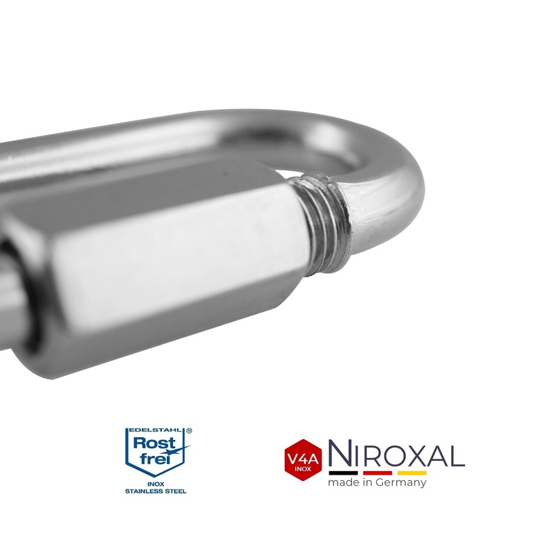 2 Stück 4mm Edelstahl Schraubverbinder V4A Schraubkarabiner Kettenverbinder 600 kg