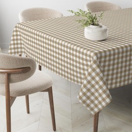 Martina Home TEFLONATED TABLECLOTH MADE Vichy Taupe 240X140 CM