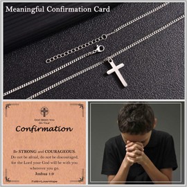 ACOGVN Confirmation Gifts for Teenage Boys, Cross Necklace Confirmation Decorations for Boys with Confirmation Card for Teen Boys Son Grandson Nephew Brother Godson
