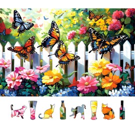500-Piece Jigsaw Puzzle for Adults Butterfly Garden Spring Colorful Flowers 500pc Adult Puzzles Nature-Themed Flower Puzzle, Challenging Yet Relaxing Activity, Gift for Puzzle Lovers(23"x15")