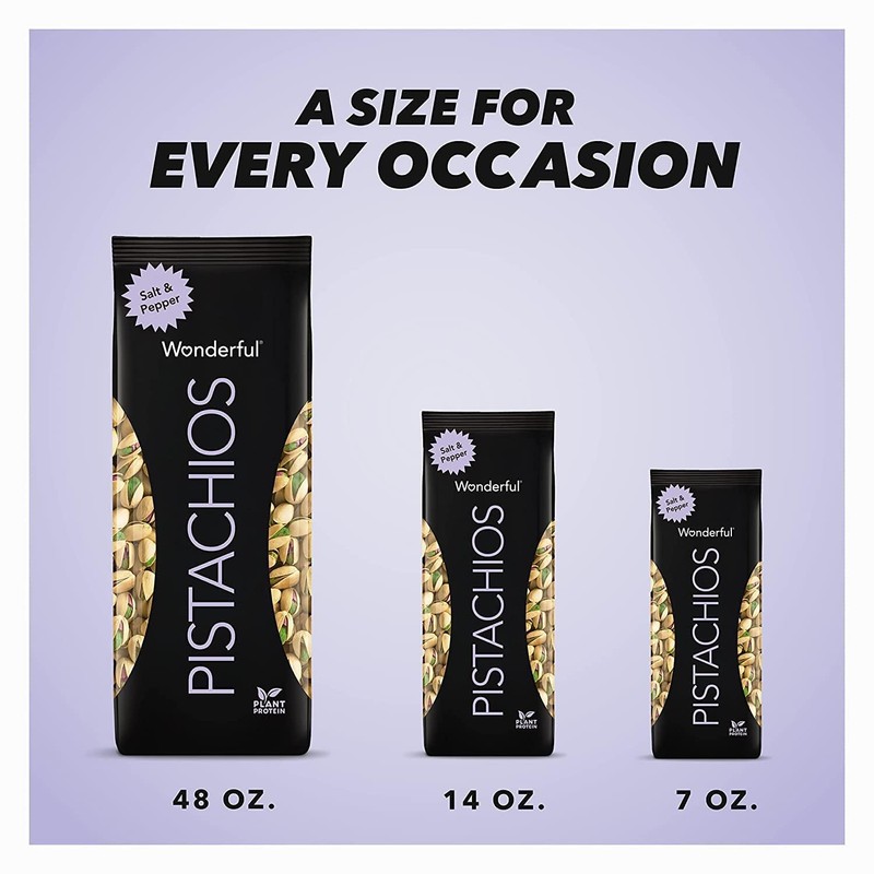 Wonderful Pistachios In Shell, Salt & Pepper Flavored Nuts, 48