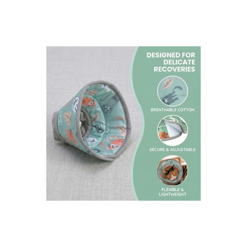 Soft Cat Cone Collar Adjustable, Cat Recovery Collar to Stop