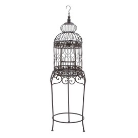 Deco 79 Vintage Metal Free-Standing Birdcage, 14" x 14" x 47", Black