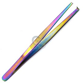 Multi Color Rainbow Surgi Tissue Tweezer Forceps 4.75" (12cm) Standard Pattern 1x2 Tip Dental Picking Instruments By G.S ONLINE STORE
