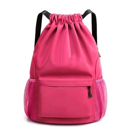 RITUEXCESS Drawstring Backpack Sports Gym Bag with Shoe Compartment, Women Men Waterproof Drawstring Backpack Drawstring, Weekend Outing Bag, Backpack