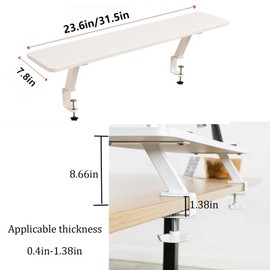 Clamp On Desk Organizer Shelf, Desktop Extender Storage Organizer Portable No Drill Required Adjustable Floating Desks Shelf for Home Office Dorm Workstation and Study Space(23.6"x7.9")