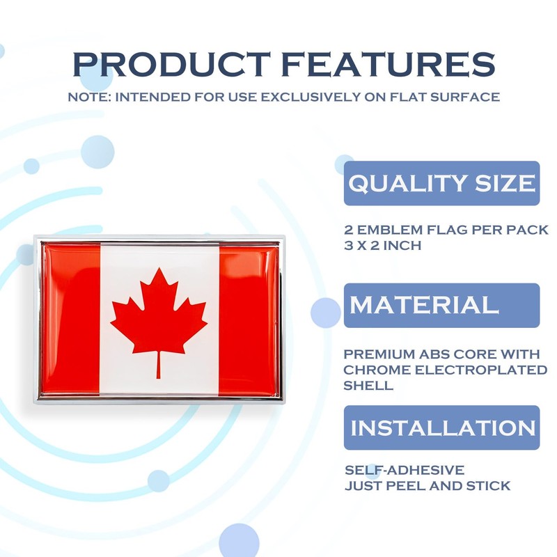 Perdecor Canada Flag Sticker Emblem Canadian Decal Car Chrome Flags,