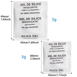 60 Bags Silica Gel Dehumidifier, Silica Gel Moisture Resistant Dehumidifier, Sealed Package Dehumidifier, Used for Clothes, Food, Rooms and Kitchens (5 g / Bag)