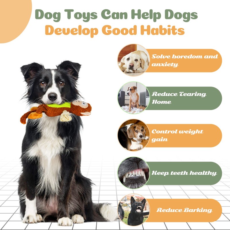 BAALSYEATKL Durable Squeaky Plush Stuffed Dog Toy Dogs - Monkey