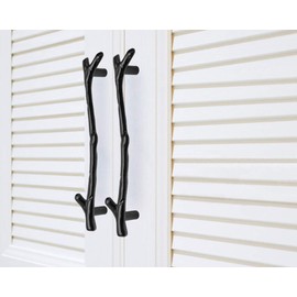 10 Pack Black Twig Pulls Branch Zinc Alloy Decorative Cabinet Wardrobe Furniture Door Drawer Knobs Pulls Handles Hardware, (96mm) Hole Centers