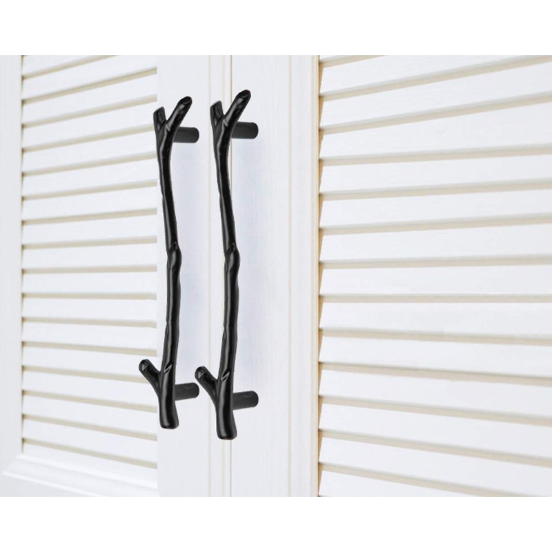 10 Pack Black Twig Pulls Branch Zinc Alloy Decorative Cabinet
