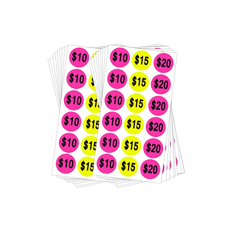 Yellow Pink Price Stickers,1 Inch Fluorescent Round Circle Dots Sale
