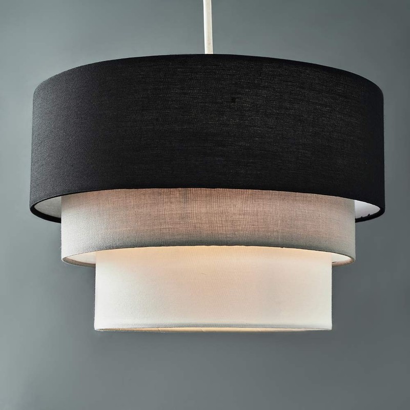 MiniSun Round Modern 3 Tier Fabric Ceiling Pendant Lamp Light