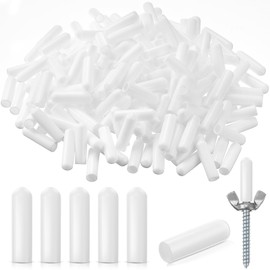 Maasechs 200 Pcs 1/4 x 1 Hurricane Shutter Hardware Screw Protector Caps 6 mm Hurricane Anchors Cover Caps for Window White Covers Ends of Screws Bolts for Storm Hurricane Shutters Windows Exterior