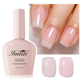 Imtiti Jelly Nude Gel Nail Polish, Sheer Milky Pink Translucent Color UV/LED Soak Off Gel Polish for DIY Nail Art Manicure and Pedicure at Home or Salon (0.34 Fl Oz-1925)