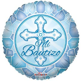 Spanish Baptism Mylar Balloons 18" Blue (3 ct)