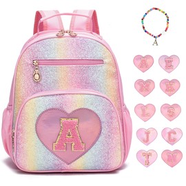 I IHAYNER Kids Glitter Lightweight Backpack for School Travel & Daycare, Toddler Backpack for Girls 3+ Preschool Kindergarten Elementary Kids Backpack-Rainbow Pink A