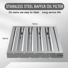 Stainless Steel Commercial Kitchen Hood Filter, Range Hood Baffle Grease Filter for Restaurant Exhaust Hoods, UL/NSF Listed, 15.5 W x 15.5 H Inch 4 Grooves Hood Filters（5 Pack）