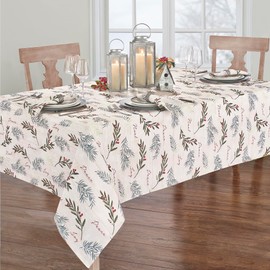 Elrene Home Fashions Holiday Tree Trimmings Fabric Tablecloth, 60" x 84" Oblong, Multi