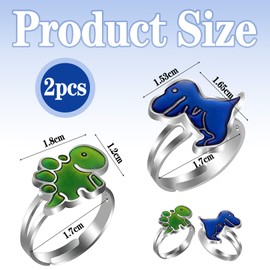 Dinosaur Mood Ring, Colour Variations, Sensory Mood, Temperature Measurement, Adjustable Mood Ring, Children, Comfortable Mood Ring, Anxiety Relief, Suitable as a Birthday Gift for Boys and Girls