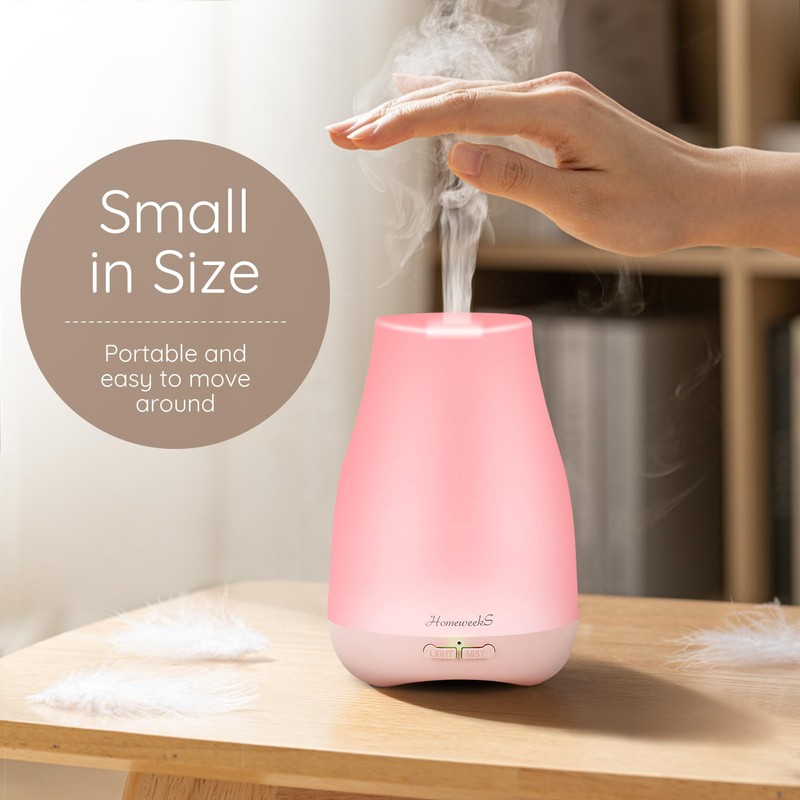 Homeweeks Diffusers, 100ml Colorful Essential Oil Diffuser with Adjustable Mist