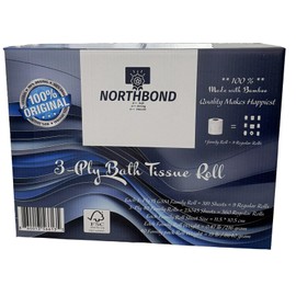 NORTHBOND Luxury 3-Ply Bamboo Toilet Paper - Ultra Soft & Strong - 40 Family Rolls (360 Regular Rolls) - 23,045 Sheets - 100% Sustainable & Septic-Safe