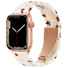 Pleixiu Compatible With iWatch Bands for Women Men 38/40/41/(42mm-Series 10),Lightweight Resin iWatch Bands For iWatch band Ultra 2 1 Series 10 9 SE 8 7 6 5 4 3 2 1 Women-Nougat White for Rose Gold