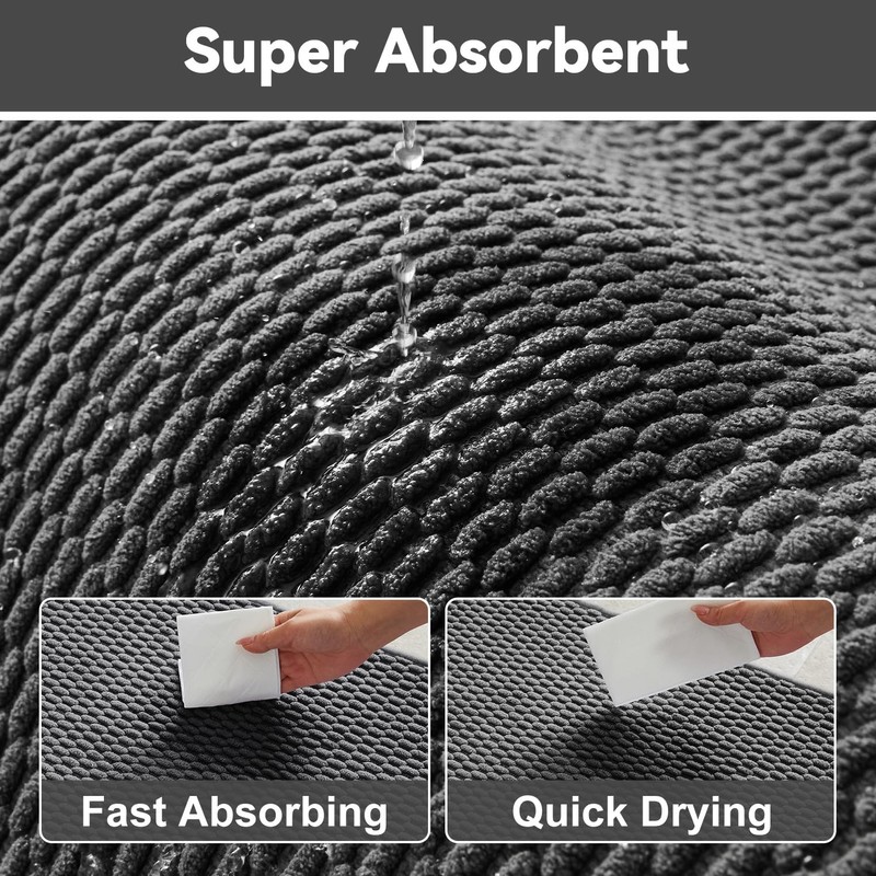 Triohero Bathroom Rugs Non Slip Washable, Super Absorbent Thin Bath