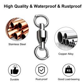 VEPEPE 30 Pcs 0# Ball Bearing Fishing Swivels with Strong Welded Rings, Anti-tangle Barrel Swivel Connector, Fishing Terminal Tackle for Deep Sea Corrosion Resistance (Copper+Stainless Steel)