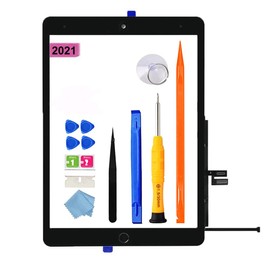 JPUNG JPUNG Digitizer f??r iPad 9 Display Glas Touchscreen 10.2', f??r 9. Gen (2021) A2602 A2603 A2604 A2605 Ersatz Bildschirm,mit Home-Button+Videoanleitung,Toolset