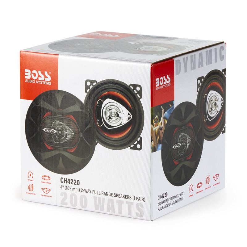 BOSS 4 Inch 200W 2 Way Car Audio Coaxial Speakers