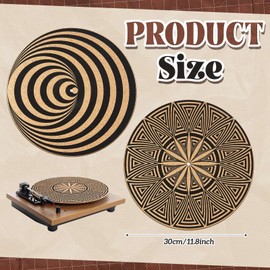 Briwooody 2 Pcs Cork Turntable Mat/3mm Thick for Better Sound Support on 11.8 Inches Vinyl LP Record Player Turntable Slipmat Psychedelic Geometric Mix Pattern for Vinyl Record Accessories
