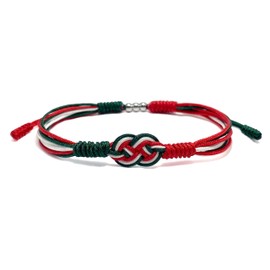 HARACRAFT White Green and Red Patriotic Infinity String Bracelet, Italy, Belarus, Oman, Hungary, Burundi, Wales and More Flag Color Bracelet, Surfer Bracelet