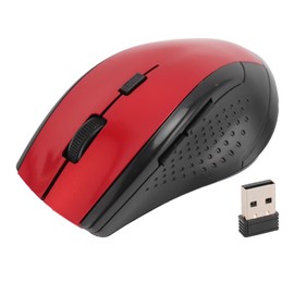XUMIUZIY Wire Less Mouse, 2.4GHz Wire Less Optical Computer Mouse with USB Receiver, Portable for Notebook, Desktop PC, Laptop (Red)