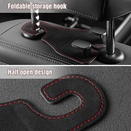 Genérico Ganchos para Reposacabezas de Coche, Cuero + Metal, 2pcs, Negro, Ganchos Dobles Universales para Reposacabezas de Coche