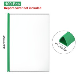 PATIKIL Pack of 100 Binder Folders, 10 mm Binder Folders, Push Handle, 70 Sheets Capacity, A4 Size, Report Folder, Triangle Presentation Folder for Report Cover, CV, Green