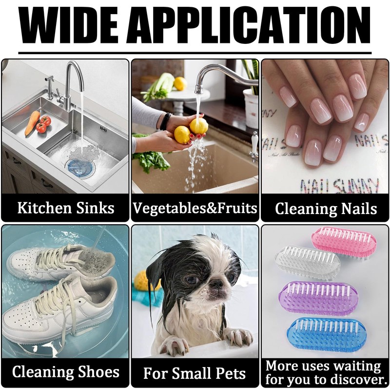 8 Pack Nail Brushes, Ergonomic Design Hand Scrub Cleaning Brush