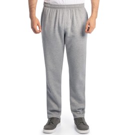 Fruit of The Loom Men's Eversoft Fleece Open Bottom Sweatpants with Pockets, Relaxed Fit, Moisture Wicking, Breathable, Grey Heather, Medium