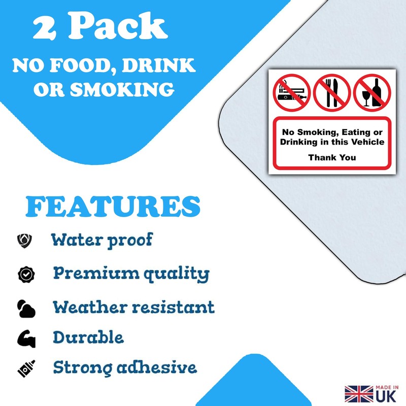 2-Pack - No Smoking Eating or Drinking in Vehicle -