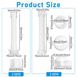 4 Set Toilet Seat Screws Bolts Replacement Kit Replacement Toilet Seat Hinge Bolt Screws with Nuts Washers Universal White Plastic Toilet Seat Screws Toilet Seat Repairing Fixing Accessories