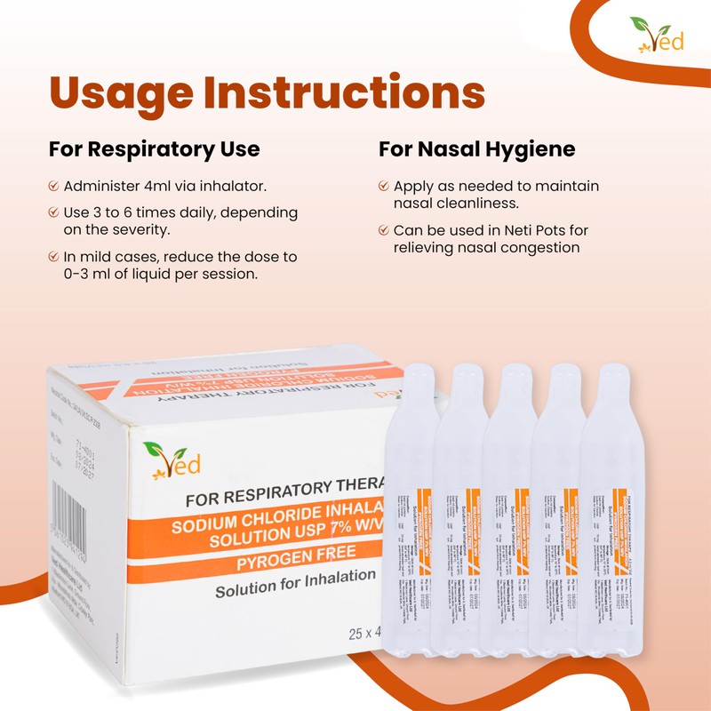 VED Hypertonic Inhalation Saline Solution, 7% Sodium Chloride (NaCl), 25