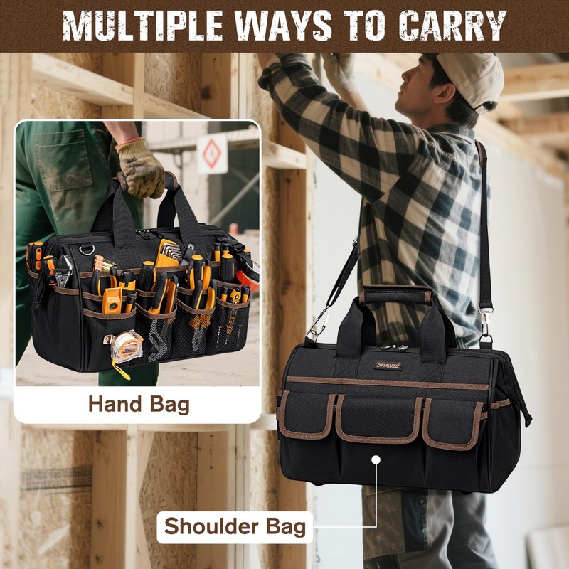 16.5-Inch Heavy Duty Tool Bags for Men, 34-Pockets Large Tool