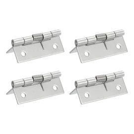 sourcing map 4Pcs Spring Hinge, 2" Length 304 Stainless Steel Spring Loaded Hinges, Self-Closing Cabinet Hinges for Left and Right Hand Doors Cabinet Closet DIY Hardware, Silver (Interior)